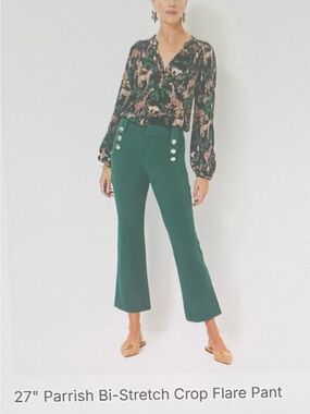 Lilly Pulitzer 27" Parrish Bi-Stretch Crop Flare Pant Emerald Green sz 6
